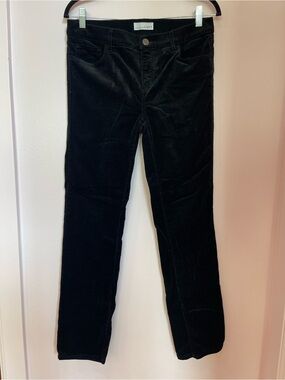 LOFT Black Straight Leg Velvet-Texture Jeans